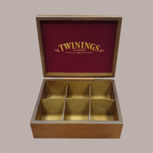 Scatola Legno 6 Scomparti + 60 Filtri Tè Zenzero Assortiti Twinings [0707cc68]