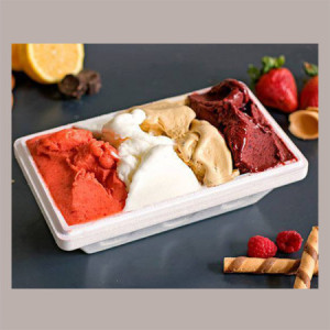 60 pz Vaschetta per Gelato 750g in Polistirolo 100% Riciclato Bianco Re-Maxigel [17268546]