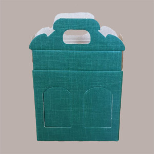 10 Pz Scatola Astuccio Porta 2 Vasetti Salse Creme in Cartoncino Seta Verde 130x60H120mm [309d68a2]