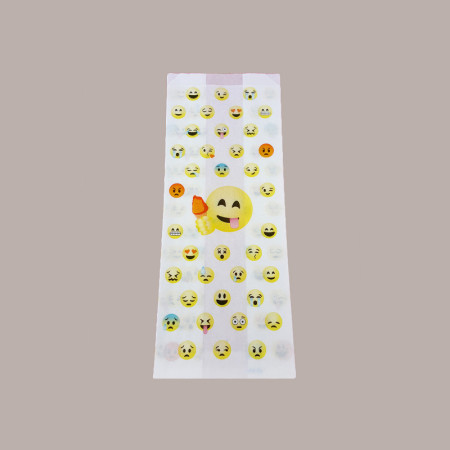 500 Pz Sacchetto Carta Politenato Antigrasso grafica Gelato Emoticon 14+10x34cm [18a3895a]