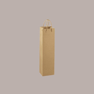 10 Pz Borsa Busta Carta Avana Porta 1 Bottiglia Manico Corda 12x8x40cm [dbf70de8]