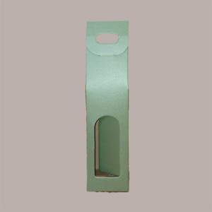 10 Pz Scatola Astuccio Porta 1 Bottiglia Olio Vino in Carta Linea Verde con Finestra 90x90H385mm