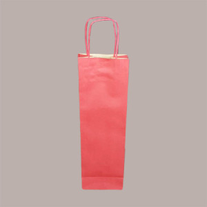 20 Borsa Busta Carta Rossa per 1 Bottiglia Manico Cordoncino 12+9x40cm