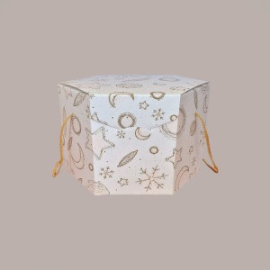 5 Pz Scatola per Confezioni Regalo Porta Panettone Alto in Carta Grafica White Segreto con Cordini 210x210H210mm