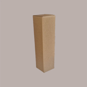 20 Pz Scatola Astuccio Porta 1 Bottiglia Olio Vino in Carta Onda Avana 90x90H345mm