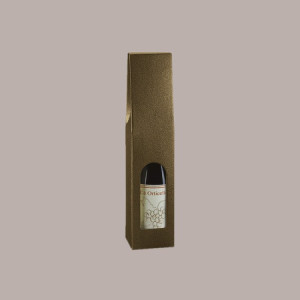 10 Pz Scatola Astuccio Porta 1 Bottiglia Olio Vino Carta Marrone Effetto Pelle con Finestra 90x90H385mm [320d7eae]