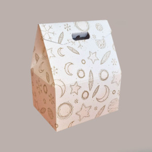 5 Pz Scatola per Confezione Regalo Porta Panettone Bottiglia Valigetta Baulotto in Carta Grafica White 330x250H350mm [3d9d63f7]