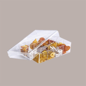 Contenitore in Plexiglass Trasparente con Coperchio a 8 Scomparti per Piccoli Alimenti 20x20 cm [4bf1d7fa]