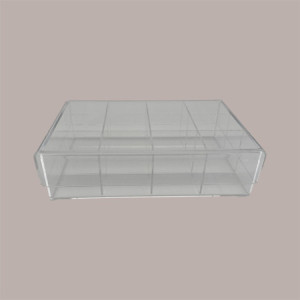 Contenitore in Plexiglass Trasparente con Coperchio a 12 Scomparti per Piccoli Alimenti 25x18 cm [a2668df2]