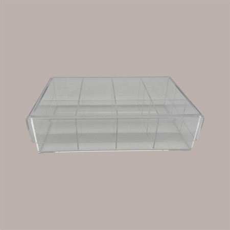 Contenitore in Plexiglass Trasparente con Coperchio a 12 Scomparti per Piccoli Alimenti 25x18 cm [a2668df2]