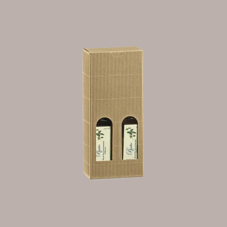 10 Pz Scatola Astuccio Porta 2 Bottiglie Olio 0,25 L in Cartoncino Avana Liscio 110x55H305mm [0543eff5]