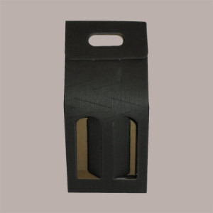 10 Pz Scatola Astuccio Porta 2 Bottiglie Olio Vino in Carta Onda Nero 180x90H390mm [2eb2bab4]