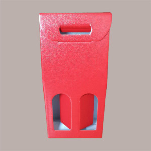 10 Pz Scatola Astuccioo Porta 2 Bottiglie Olio Vino in Carta Rosso Effetto Pelle 180x90H385mm