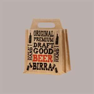 10 Pz Shopper Busta Juta Portabottiglie per Birra con Stampa 24,5+17xH23,5/31 cm [ee099c4b]