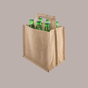 10 Pz Shopper Busta Juta Portabottiglie per Birra Naturale 24,5+17xH23,5/31 cm