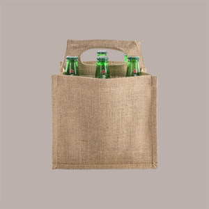 10 Pz Shopper Busta Juta Portabottiglie per Birra Naturale 24,5+17xH23,5/31 cm [079ec643]