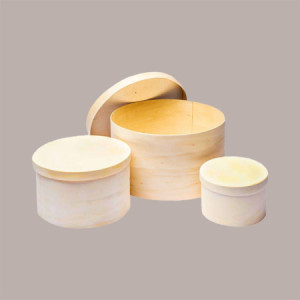 Set 3 Cofanetti Tondi di Legno Naturale Ideale per Confezioni Regalo [c1507297]