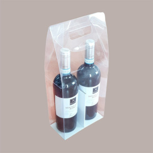 10 Pz Scatola Astuccio Porta 2 Bottiglie Olio Vino in Plastica Trasparente 180x90H385mm [80e499ba]