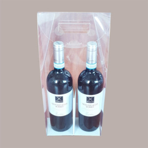 10 Pz Scatola Astuccio Porta 2 Bottiglie Olio Vino in Plastica Trasparente 180x90H385mm [37f958be]