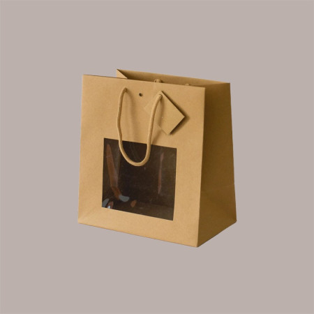 10 Pz Shopper Busta Carta Kraft Lusso Avana Ideale come Portabottiglie 22,5+15x26 cm [99457c50]