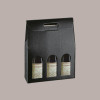 10 Pz Scatola Astuccioa Porta 3 Bottiglie Olio Vino in Cartoncino Nero Effetto Pelle 270x90H385mm [c9b928fe]