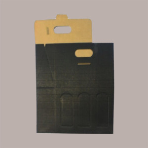 10 Pz Scatola Astuccio Porta 3 Bottiglie Olio Vino in Cartoncino Onda Nero 270x90H385mm