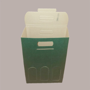 10 Pz Scatola Astuccio Porta 3 Bottiglie Olio Vino in Cartoncino Onda Verde 270x90x385mm [fe28b0d4]