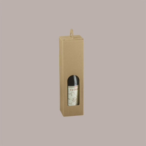 10 Pz Scatola Astuccio Porta 1 Bottiglia Olio Vino in Cartoncino Avana Liscio con Finestra e Manico 90x90H340mm [b784c5d2]