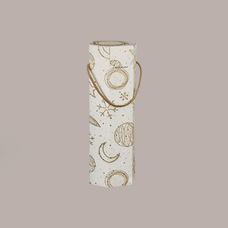 10 Pz Scatola Astuccio Porta 1 Bottiglia Vino e Olio esagonale con cordino in cartoncino grafica White 95x95H355mm [5f5f517e]