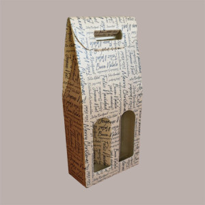 10 Pz Scatola Astuccio Porta 2 Bottiglie Olio Vino in Cartoncino Avana grafica Natale Words 180x90x385mm [df774a3f]