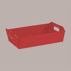 10 Pz Cesto per Confezioni Regalo Natalizie in Cartoncino grafica Lino Rosso Rettangolare Piccolo 310x220H90mm [0431842f]