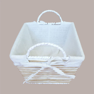 1 Pz Cesto per Confezioni Regalo Natalizie in Carta Grigio Beige con Fodera cotone Rettangolare Piccolo 300x200H120mm