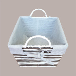 1 Pz Cesto per Confezioni Regalo Natalizie in Carta Grigio Bianco con Fodera cotone Rettangolare Medio 340x280H160mm