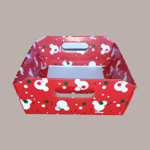 10 Pz Cesto per Confezioni Regalo Natalizie in Cartoncino Rosso Grafica Topolino Rettangolare Piccolo 310x220H90mm [e658590d]