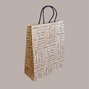 20 Pz Shopper Borsa Porta 3 Bottiglie con Manico Cordino avana grafica Natale Words 275x95H380mm [b849dcbb]