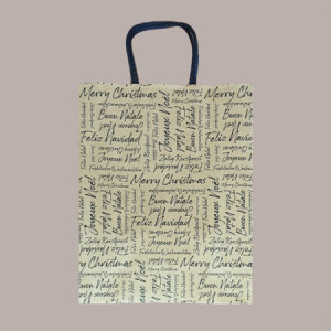 20 Pz Shopper Borsa Porta 3 Bottiglie con Manico Cordino avana grafica Natale Words 275x95H380mm [0a045aa1]