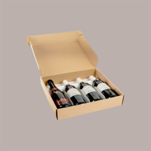 5 Pz Cantinetta Scatola Stesa 4 Bottiglie Carta Onda Avana 34x37H9mm