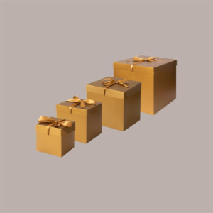 10 Pz Scatola Automontante in Carta Oro con Nastro Raso per Confezioni Regalo 10x10x10cm [07196a9b]