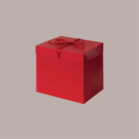 10 Pz Scatola Automontante in Carta Rossa con Nastro Raso per Confezioni Regalo 10x10x10cm [57ca4094]