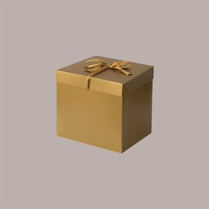 10 Pz Scatola Automontante in Carta Oro con Nastro Raso per Confezioni Regalo 15x15x15cm [d0669895]