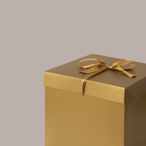 10 Pz Scatola Automontante in Carta Oro con Nastro Raso per Confezioni Regalo 15x15x15cm [be5d1a9c]