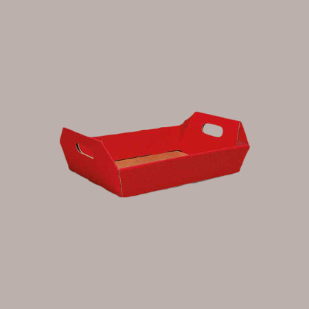 10 Pz Cesto per Confezioni Regalo Natalizie in Cartoncino Rosso Ondulato Rettangolare Medio 390x280H90mm [a7ec9175]