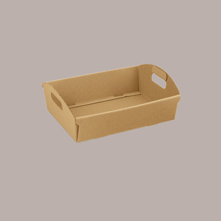 10 Pz Cesto per Confezioni Regalo Natalizie in Cartoncino Avana Ondulato Rettangolare Mini 220x155H60mm [7cf66c91]