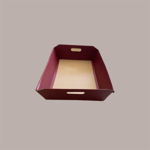 5 Pz Cesto per Confezione Regalo in Cartoncino Seta Bordeaux Rettangolare Gigante 520x410H135mm