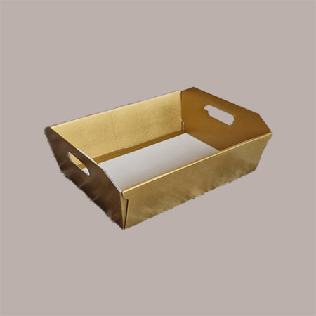 5 Pz Cesto per Confezione Regalo  in Cartoncino Seta Oro Rettangolare Gigante 520x410H135mm [bc86bb41]