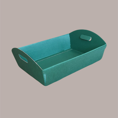 10 Pz Cesto per Confezioni Regalo Natalizie in Cartoncino Ondulato Verde Rettangolare Mini 220x155H60mm [e9d2f0ac]