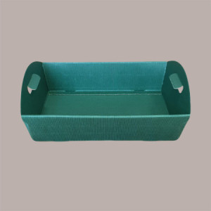 10 Pz Cesto per Confezioni Regalo Natalizie in Cartoncino Verde Ondulato Rettangolare Grande 430x300H100mm [24930dad]