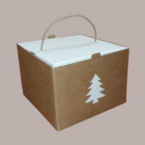 5 Pz Scatola per Confezione Regalo Porta Panettone Basso in Cartoncino Avana grafica Albero 245x245H180mm [9143a5e4]