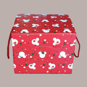 5 Pz Scatola per Confezione Regalo Porta Panettone Basso da 1 Kg in Cartoncino Rosso Grafica Topolino 245x245H180mm