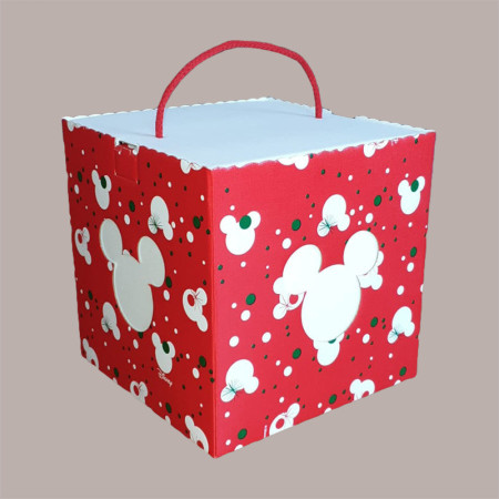 5 Pz Scatola per Confezione Regalo Porta Panettone Alto da 1 Kg in Cartoncino Rosso Grafica Topolino 210x210H210mm [f22d0cd2]